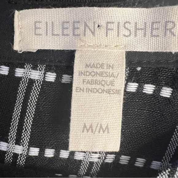Eileen Fisher Organic Linen Black and White Plaid Dress Size Medium - Picture 6 of 8